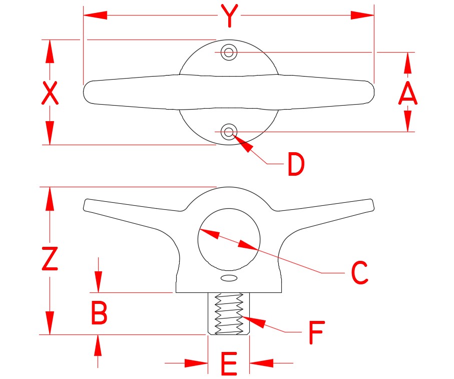 Stainless Steel Lift Eye Cleat, S3250-0000, Line Drawing Stainless Steel Lift Eye Cleat, S3250-0000, Line Drawing